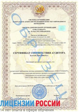 Образец сертификата соответствия аудитора №ST.RU.EXP.00006191-1 Электросталь Сертификат ISO 50001