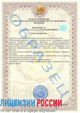 Образец сертификата соответствия (приложение) Электросталь Сертификат ISO 27001